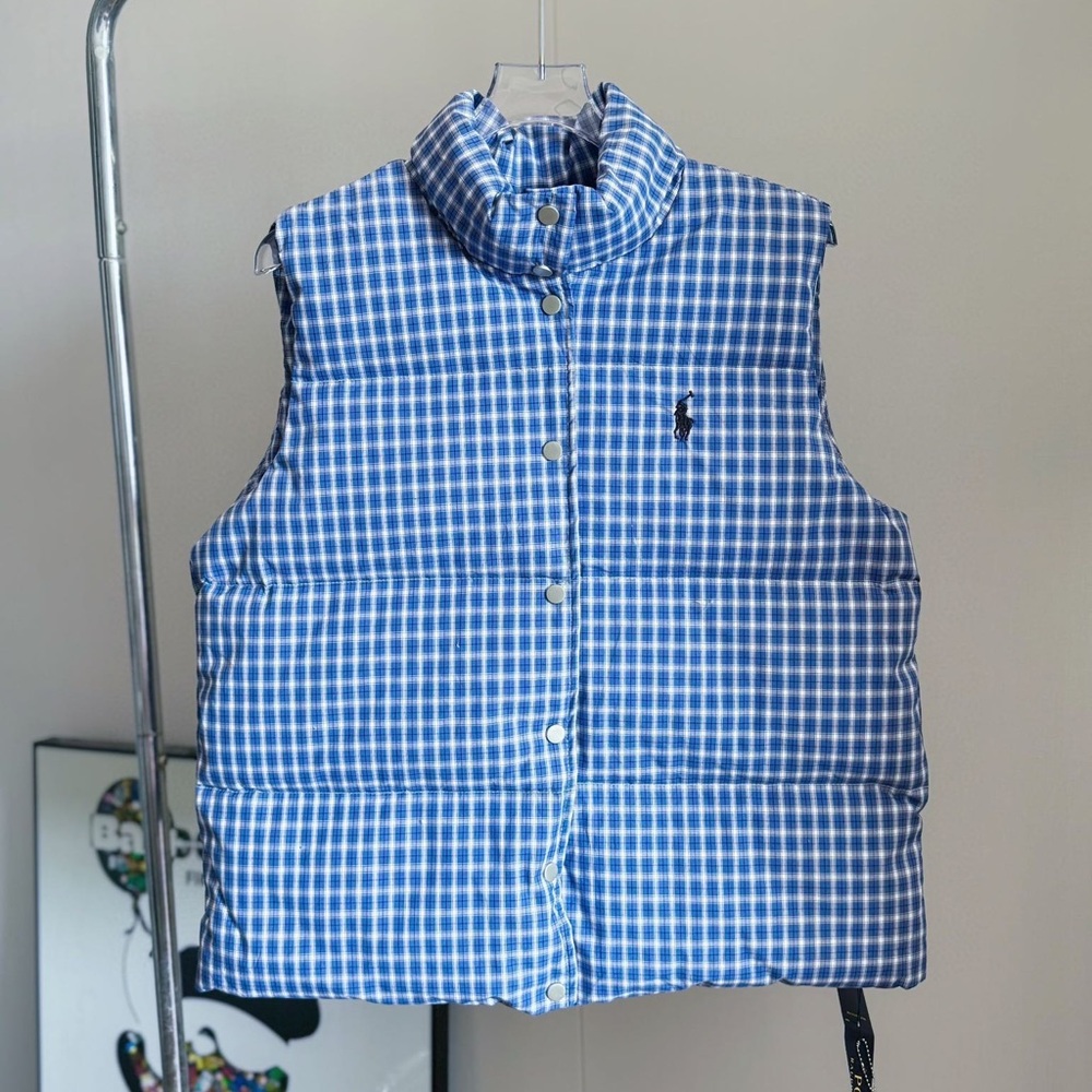 Ralph Lauren Blue and White Gingham Vest